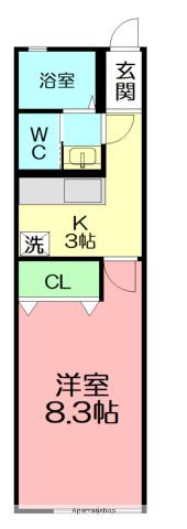 プルメリア湘南(1K/2階)の間取り写真