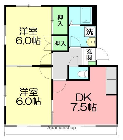 ウェルメゾン湘南(2DK/1階)の間取り写真