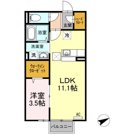 マ・メゾン ASUKA Ⅲ(1LDK/1階)の間取り写真