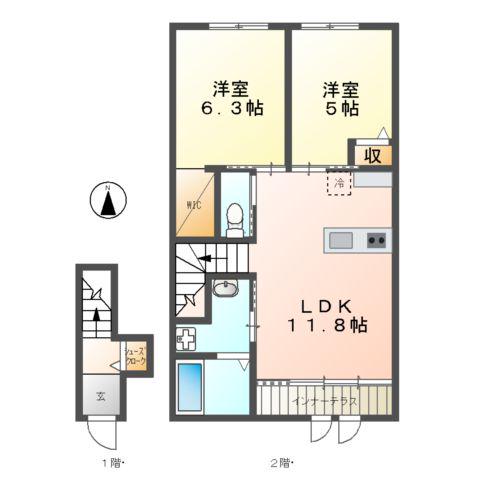ソル・マリーナ(2LDK/2階)の間取り写真