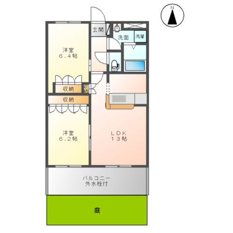 サンシャインA.江藤(2LDK/1階)の間取り写真