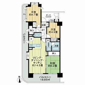 レクセルプラザ本厚木(3LDK/7階)の間取り写真