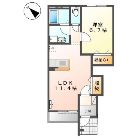 ソフィア(1LDK/1階)の間取り写真