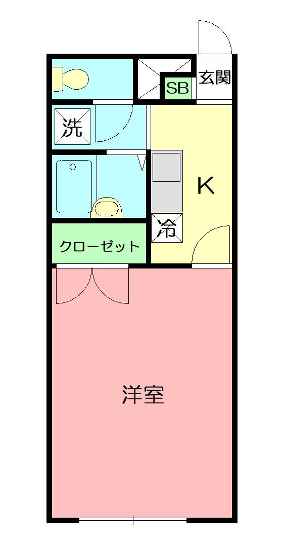 アンプルール 湘南ヒルズ(1K/1階)の間取り写真