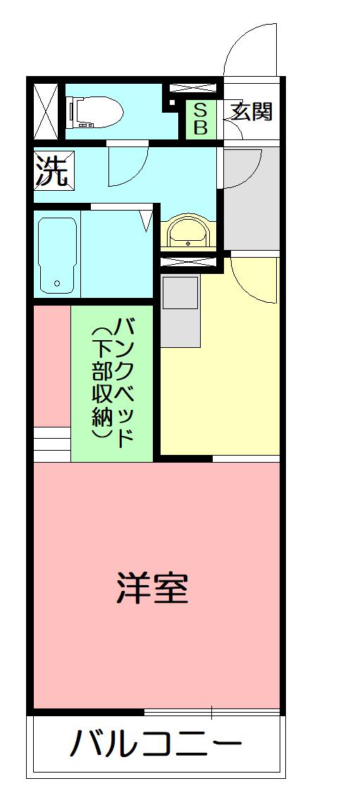 ミランダYIⅡ(ワンルーム/1階)の間取り写真