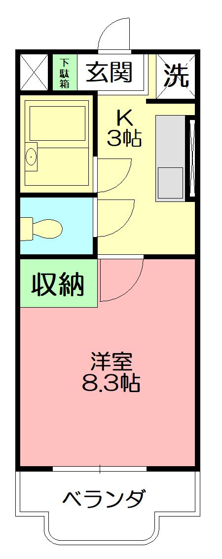 テクトピア秦野(1K/1階)の間取り写真
