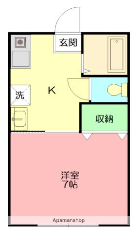 サンハイツS(ワンルーム/2階)の間取り写真