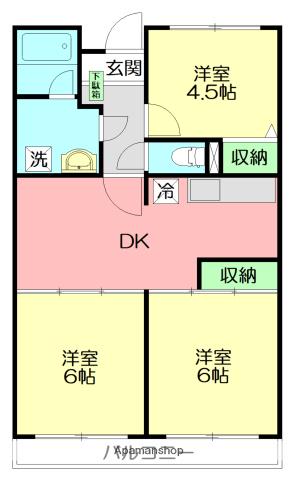 くりぃむマンション(3DK/2階)の間取り写真