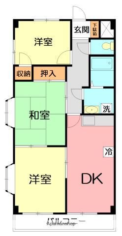 エスポワール若宮(3DK/3階)の間取り写真