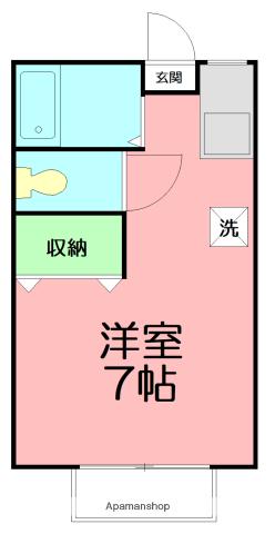 ハイツミヤ(ワンルーム/2階)の間取り写真