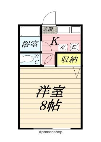 シャロム1(1K/1階)の間取り写真