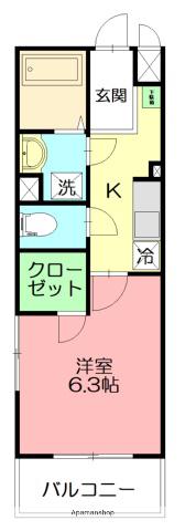 カレッジヒルズ(1K/2階)の間取り写真