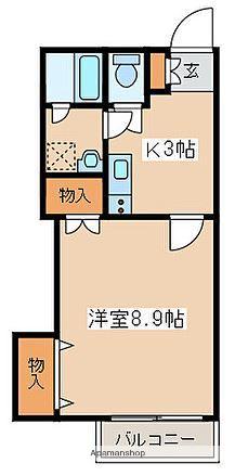 メゾン甲南(1K/2階)の間取り写真