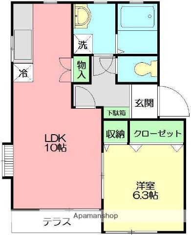 ガーラ・サントク2(1LDK/1階)の間取り写真