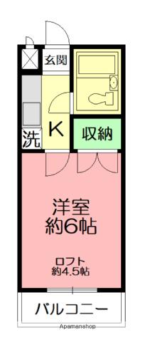 小田急電鉄小田原線 愛甲石田駅 徒歩3分 2階建 築33年(1K/2階)の間取り写真