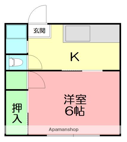 第3ミドリハイツ(1K/2階)の間取り写真