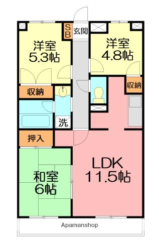 マイメゾン湘南二番館(3LDK/3階)の間取り写真