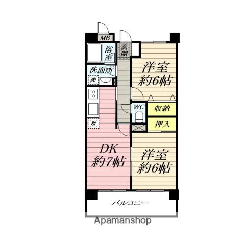 サンステージ茅ヶ崎(2DK/3階)の間取り写真