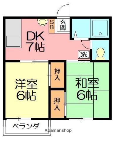 サンパーク(2DK/1階)の間取り写真