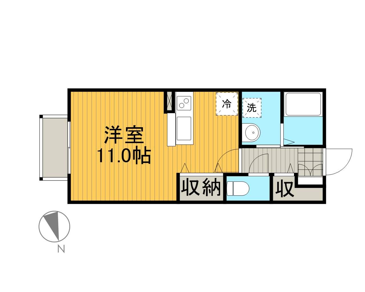 ジョアス ミウ(ワンルーム/1階)の間取り写真