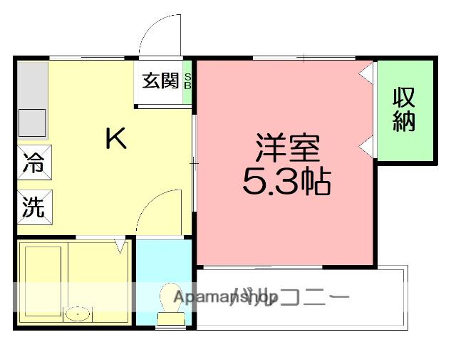 ベルハイム3(1K/2階)の間取り写真