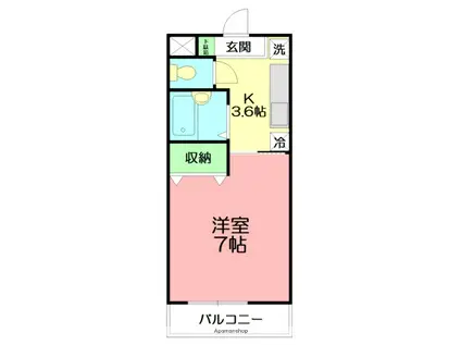 セレッソクエスタ湘南(1K/4階)の間取り写真