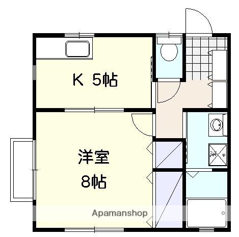 ハイツルーエⅡ(1K/2階)の間取り写真