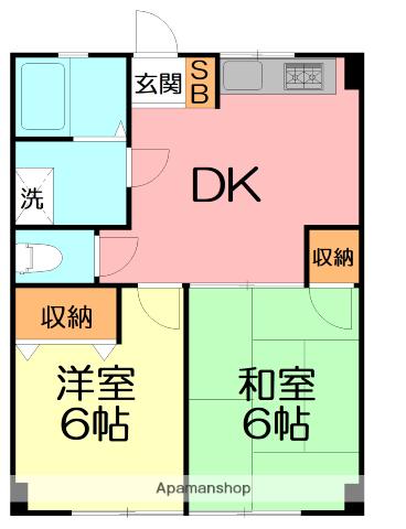 曽我マンション(2DK/2階)の間取り写真