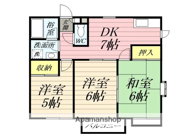ピュアコート松木Ⅱ(3DK/2階)の間取り写真