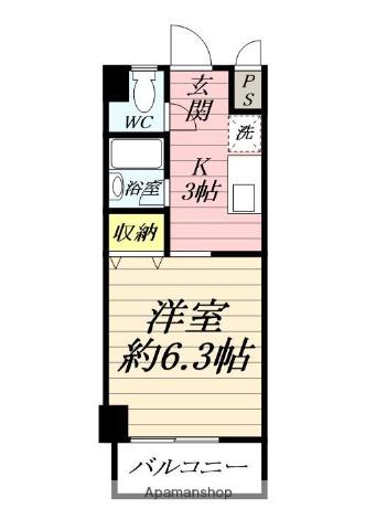 腰越松本ビル(ワンルーム/2階)の間取り写真