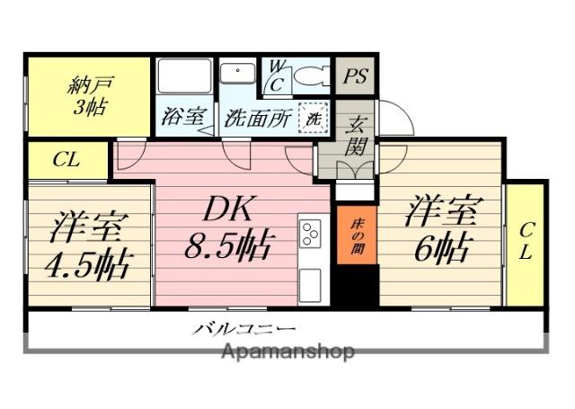 第一鈴駒ビル(2SDK/3階)の間取り写真