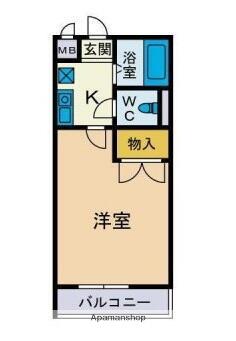 グランコンフォート本厚木(1K/1階)の間取り写真