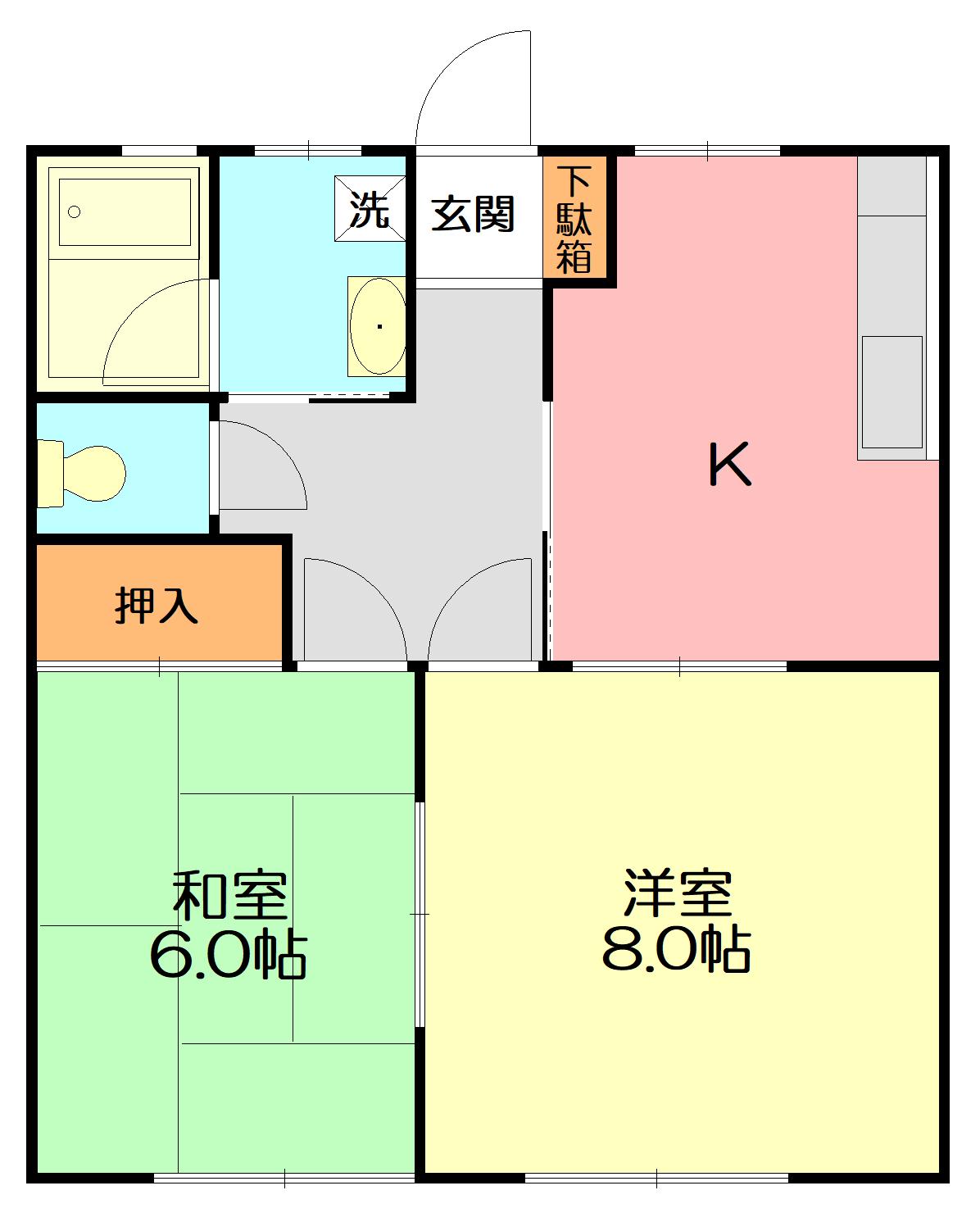 エスポ山田(2DK/2階)の間取り写真