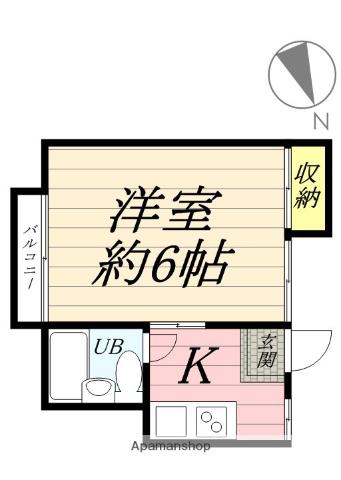 ハウスK湘南(1K/2階)の間取り写真