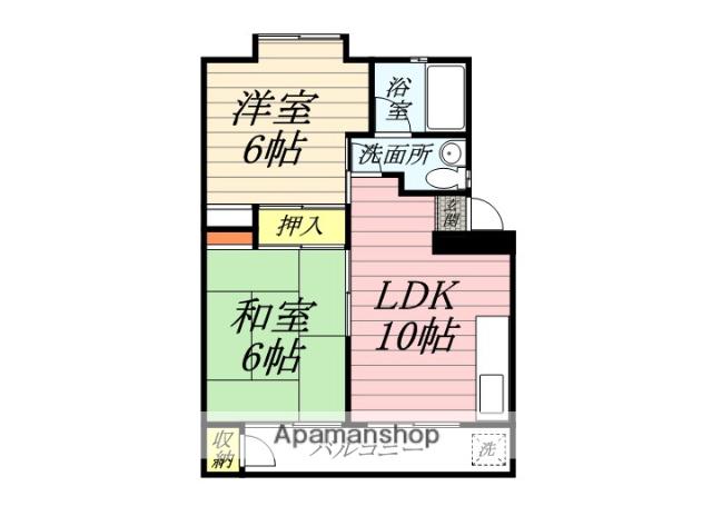 アパートメント大貫(2DK/4階)の間取り写真