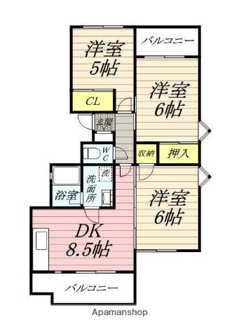 グリーンマンションテラ(3DK/2階)の間取り写真