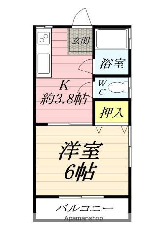 クーペハウス(1K/2階)の間取り写真