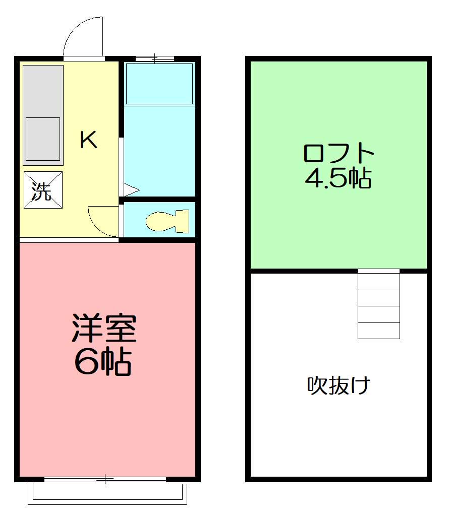 ラソネット石田(1K/2階)の間取り写真
