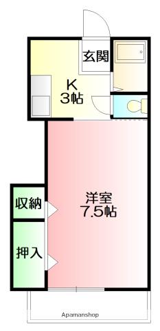 アマノカネタ(1K/2階)の間取り写真