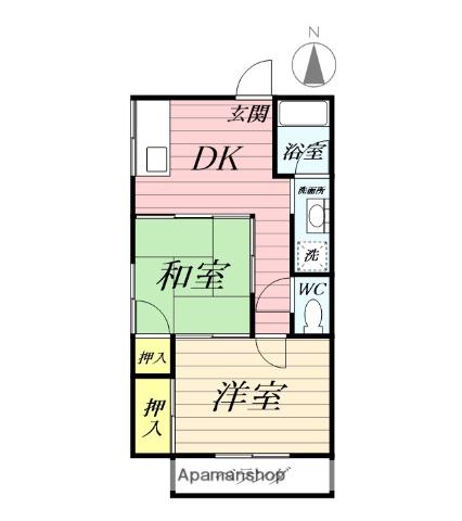 磯部アパート(2DK/2階)の間取り写真