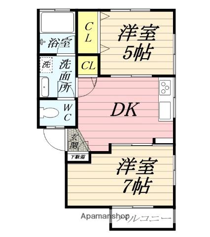 メゾンドキキ(2DK/1階)の間取り写真