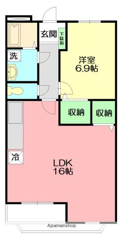 ファヌエル(1LDK/1階)の間取り写真