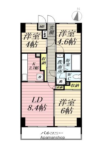 ブルーショア湘南NEO(3LDK/4階)の間取り写真