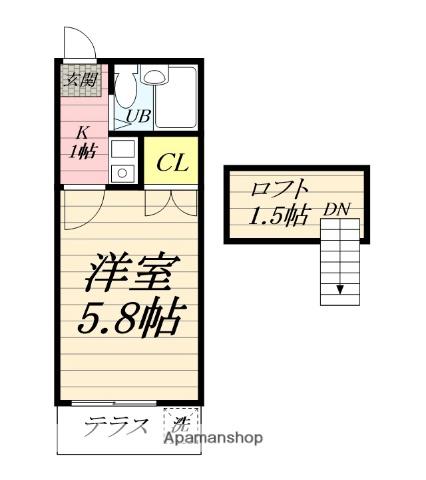 ABLE HIRATSUKA(1K/1階)の間取り写真