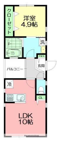 TWIN PEAKS(1LDK/1階)の間取り写真