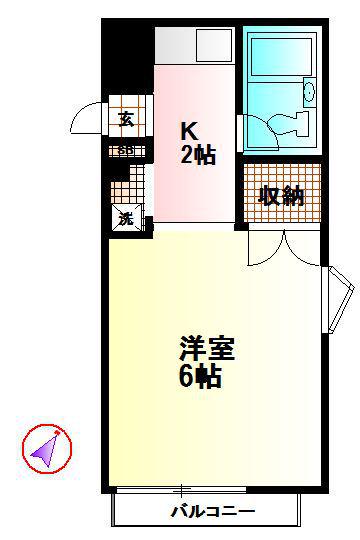 フローラルコート2(1K/1階)の間取り写真