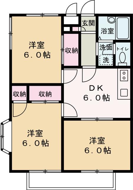 シティ堂山 A(2LDK/2階)の間取り写真