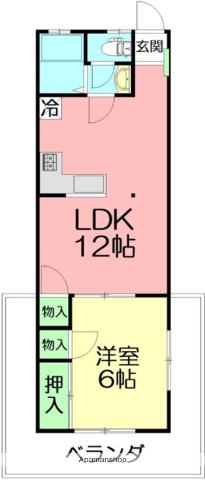 ウィズ茅ヶ崎(1LDK/1階)の間取り写真