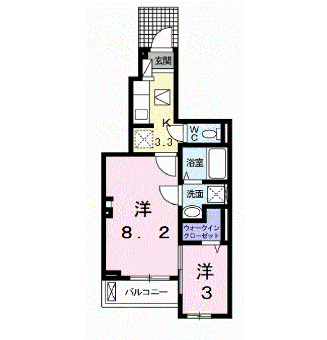 アミーゴⅡ(2K/1階)の間取り写真