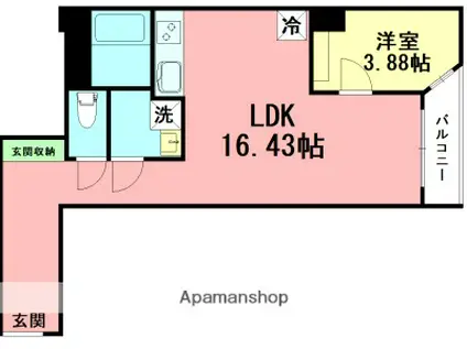 平塚スタービル(1LDK/1階)の間取り写真
